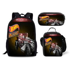 Hot Wheels Backpack Schoolbag Lunch Bag Pencil Bag for Kids Students 3PCS