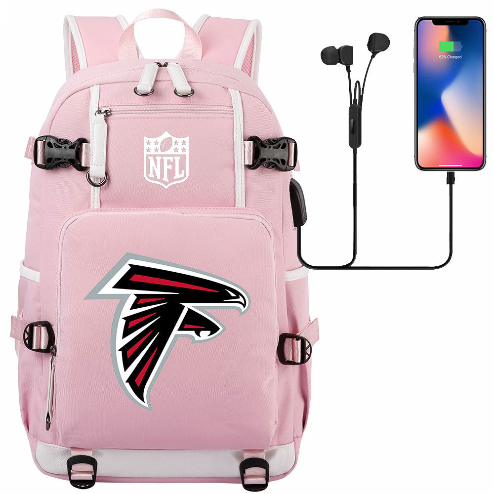 Atlanta Falcons Football Team USB Charging Backpack School Notebook Travel Bags