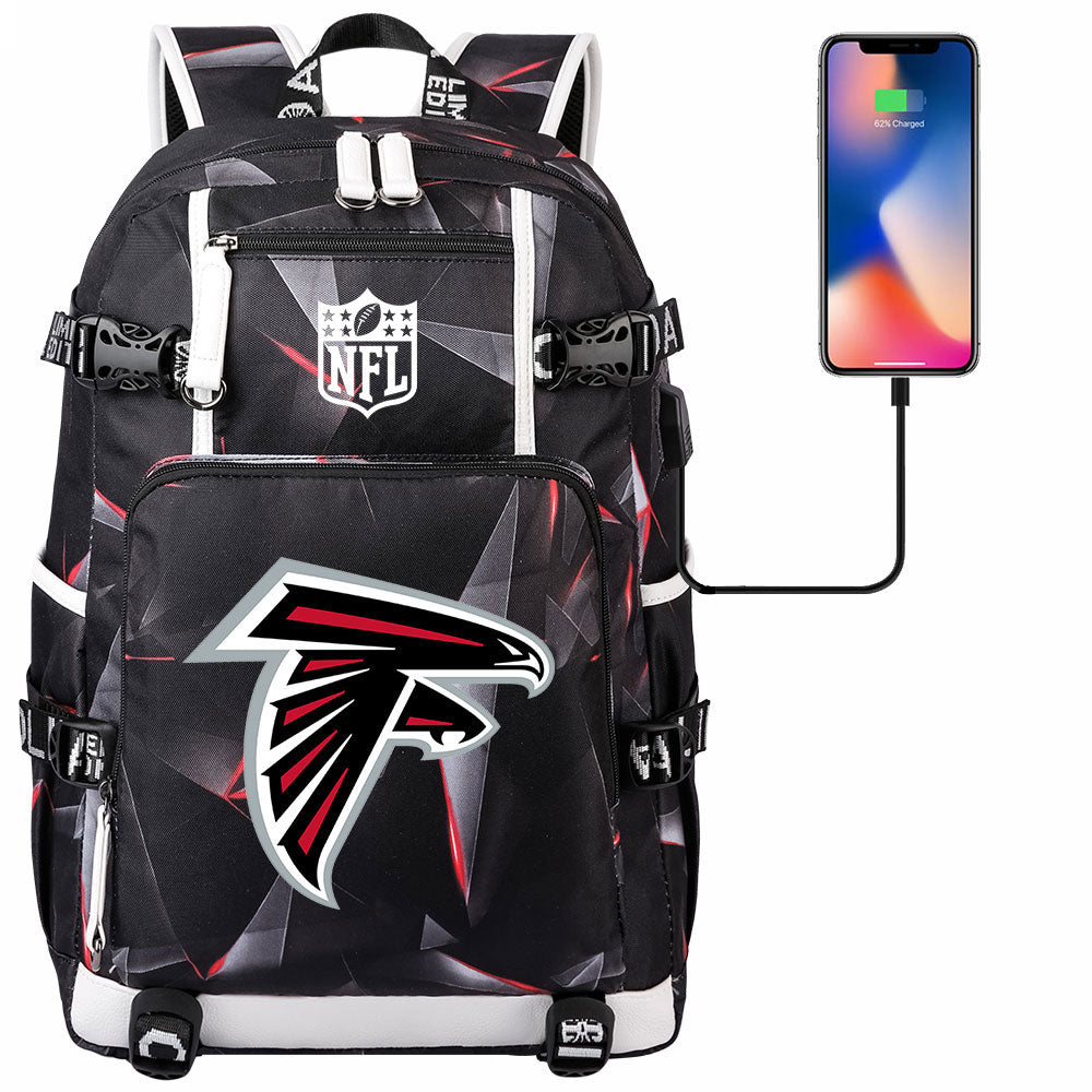 Atlanta Falcons Football Team USB Charging Backpack School Notebook Travel Bags