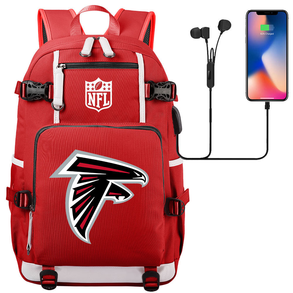 Atlanta Falcons Football Team USB Charging Backpack School Notebook Travel Bags