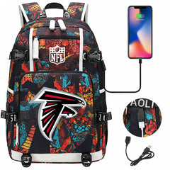 Atlanta Falcons Football Team USB Charging Backpack School Notebook Travel Bags