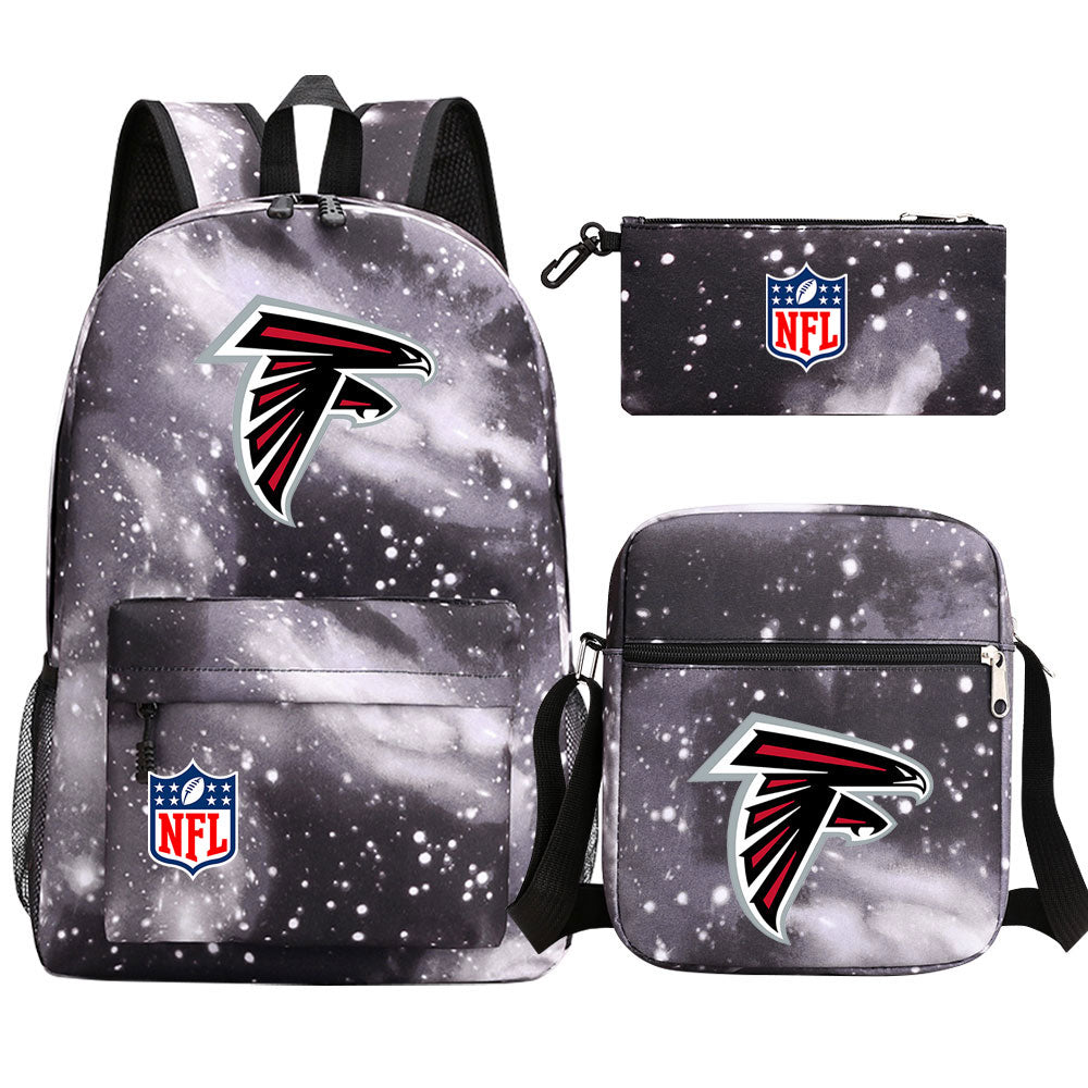 Atlanta Falcons Football Team Printed Schoolbag Backpack Shoulder Bag Pencil Bag 3pcs set for Kids Students