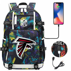 Atlanta Falcons Football Team USB Charging Backpack School Notebook Travel Bags