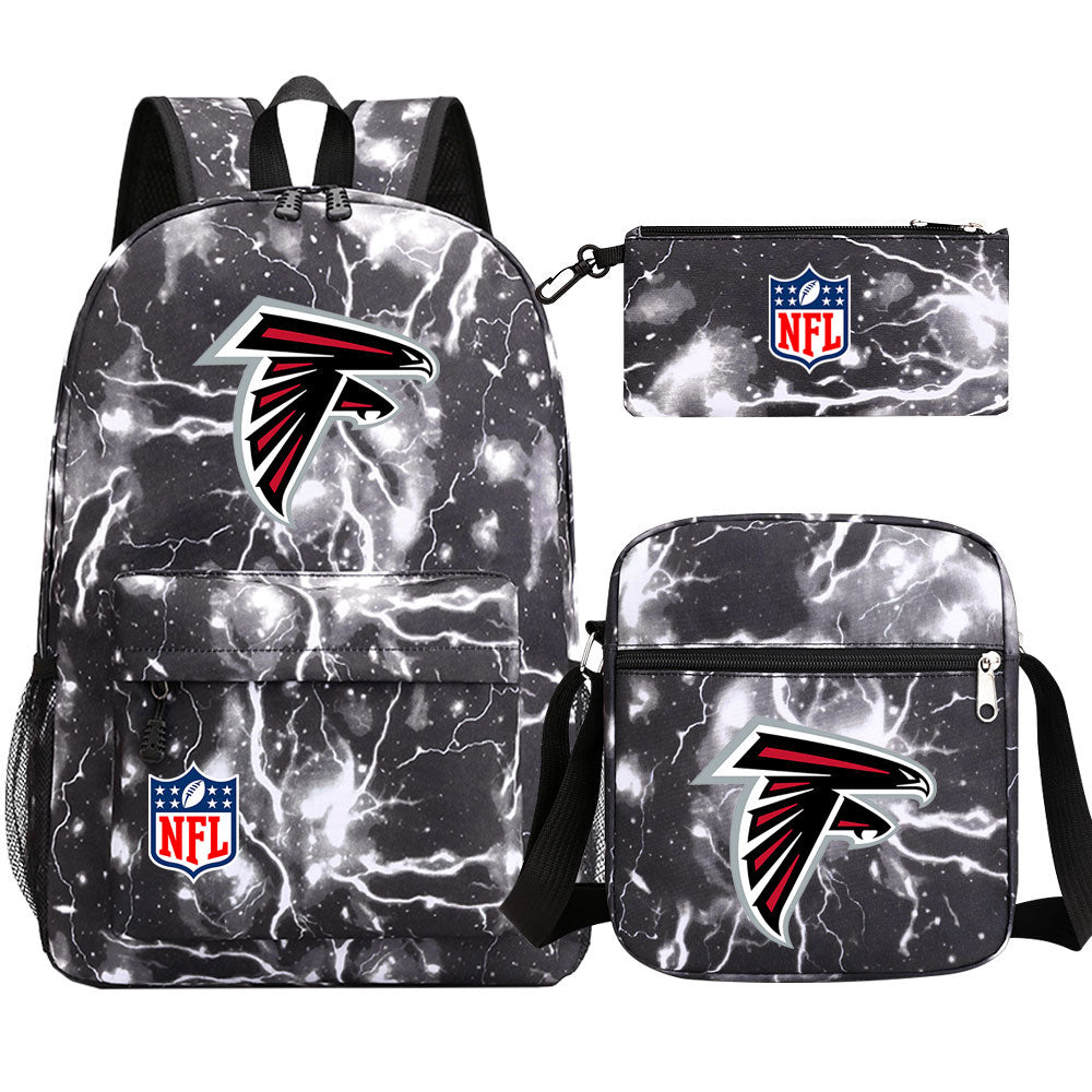 Atlanta Falcons Football Team Printed Schoolbag Backpack Shoulder Bag Pencil Bag 3pcs set for Kids Students