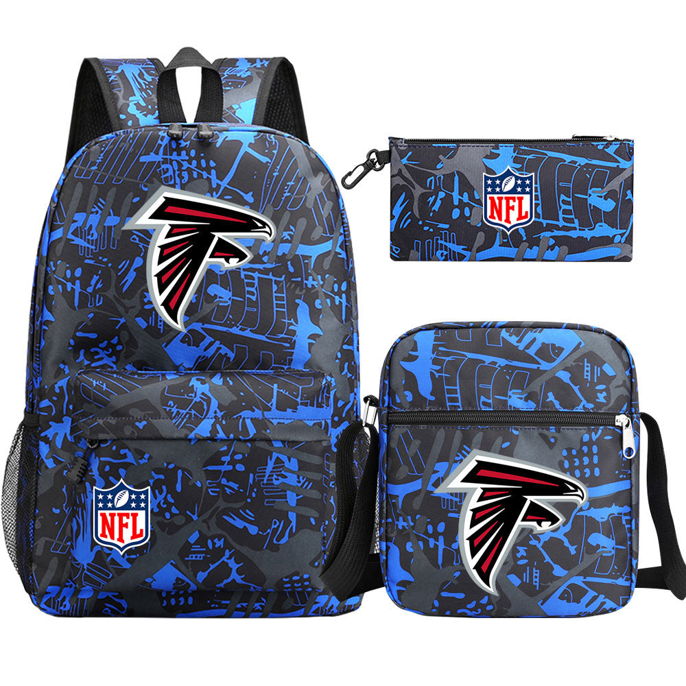 Atlanta Falcons Football Team Printed Schoolbag Backpack Shoulder Bag Pencil Bag 3pcs set for Kids Students