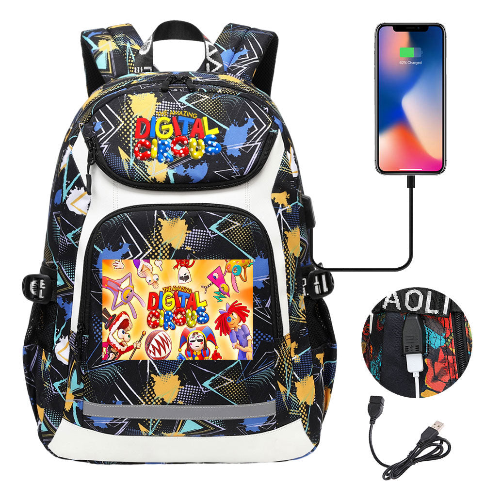 The Amazing Digital Circus USB Charging Backpack School Notebook Travel Bags