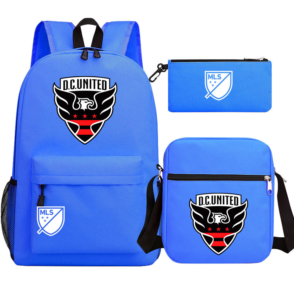 DC United Soccer 3D Printed Schoolbag Backpack Shoulder Bag Pencil Bag 3pcs set for Kids Students