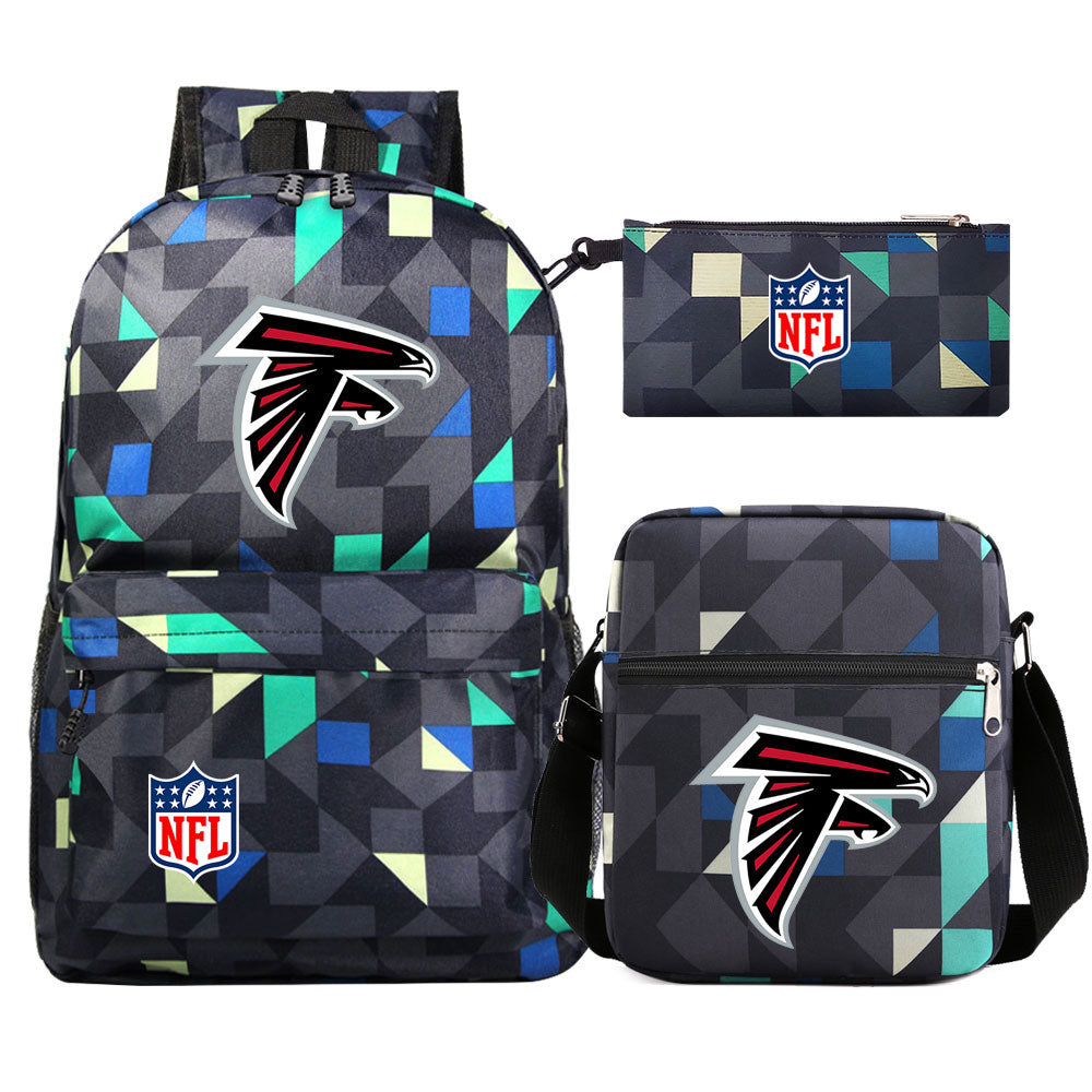 Atlanta Falcons Football Team Printed Schoolbag Backpack Shoulder Bag Pencil Bag 3pcs set for Kids Students