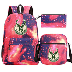 Milwaukee Bucks Schoolbag Backpack Shoulder Bag Pencil Bag 3pcs set for Kids Students