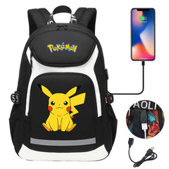 Pikachu USB Charging Backpack School Notebook Travel Bags