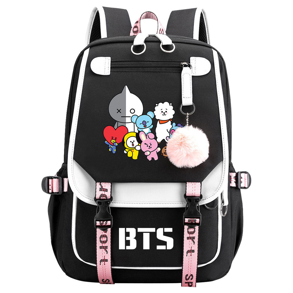 BTS Van Waterproof Backpack School Notebook Travel Bag USB Charging