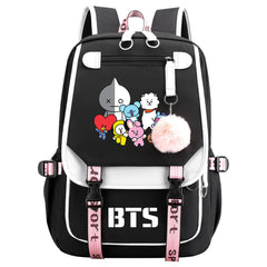 BTS Van Waterproof Backpack School Notebook Travel Bag USB Charging