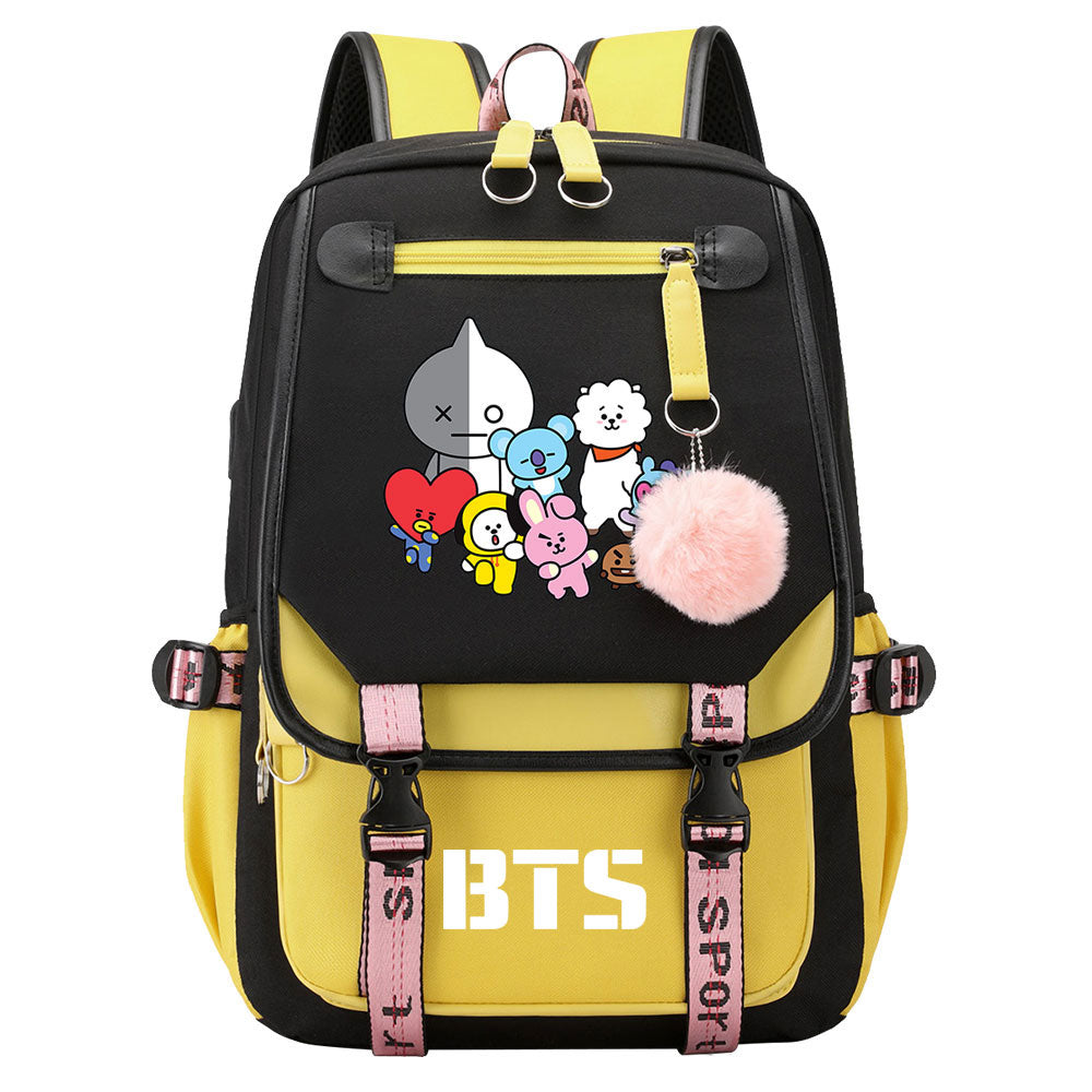 BTS Van Waterproof Backpack School Notebook Travel Bag USB Charging