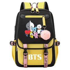 BTS Van Waterproof Backpack School Notebook Travel Bag USB Charging