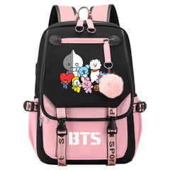 BTS Van Waterproof Backpack School Notebook Travel Bag USB Charging