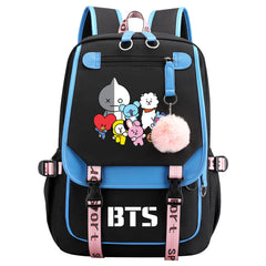 BTS Van Waterproof Backpack School Notebook Travel Bag USB Charging