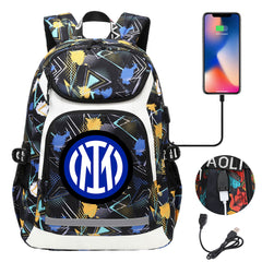 Internazionale Milano Football Club USB Charging Backpack School Notebook Travel Bags