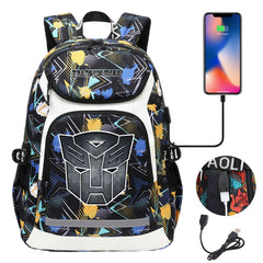 Transformers USB Charging Backpack School Notebook Travel Bags