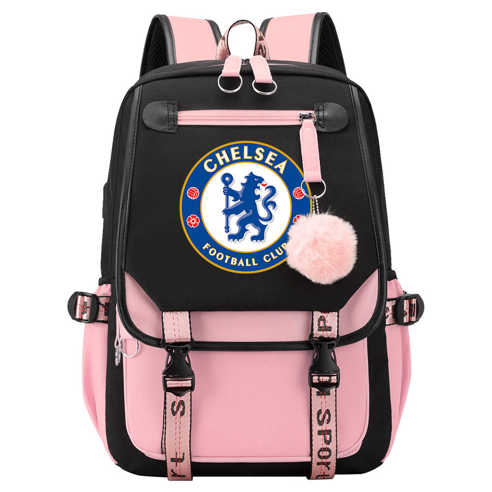 Chelsea Football Club Waterproof Backpack School Notebook Travel Bags USB Charging