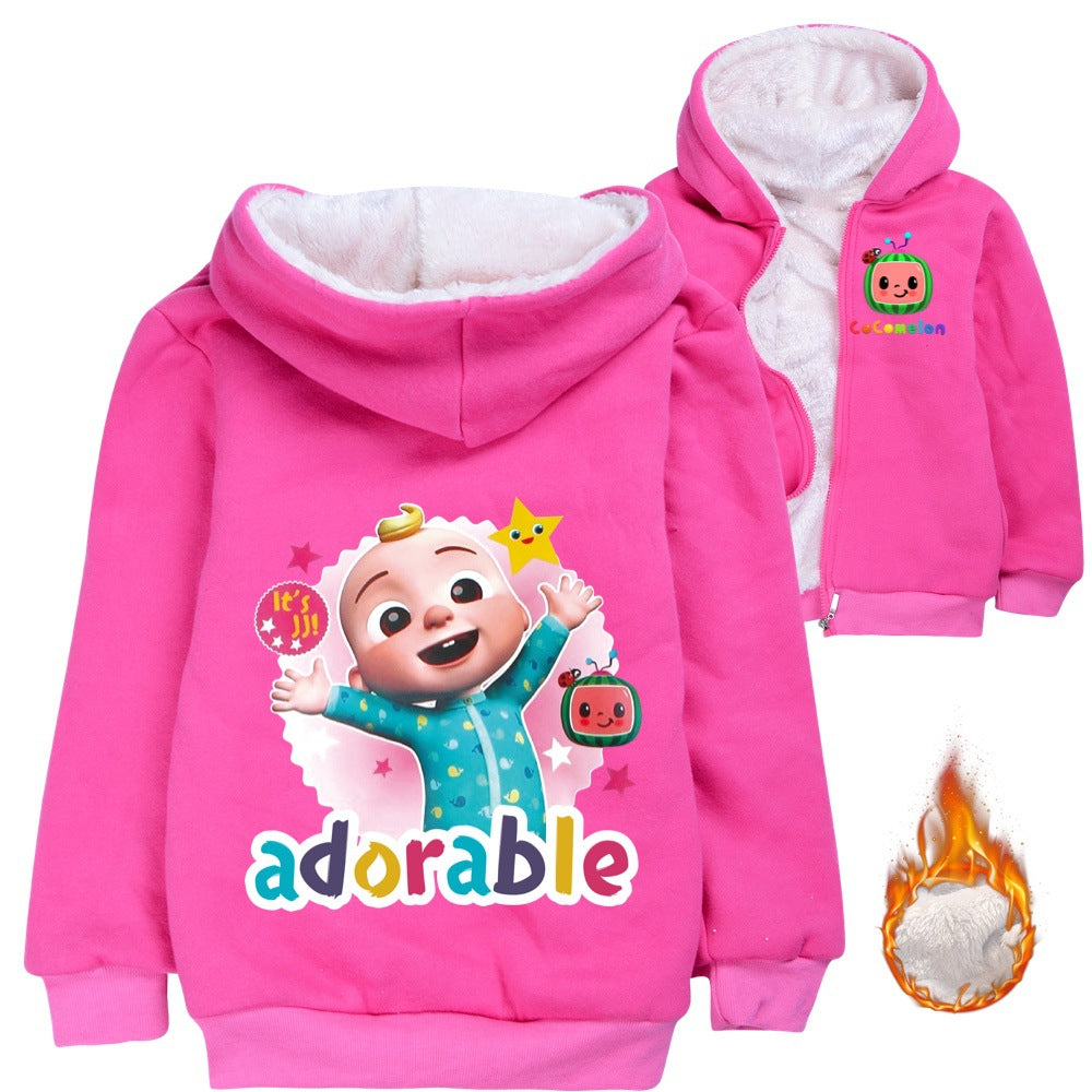 Adorable Coco Sherpa Lined Hoodie Fleece Sweatshirt Full Zip Hooded Jacket for Kids