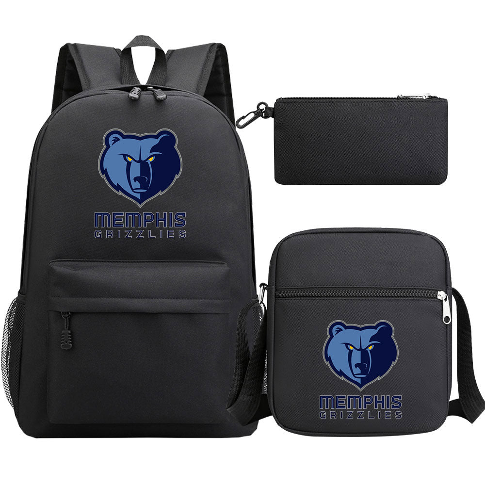Memphis Grizzlies Schoolbag Backpack Shoulder Bag Pencil Bag 3pcs set for Kids Students