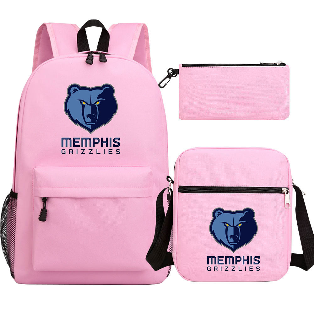 Memphis Grizzlies Schoolbag Backpack Shoulder Bag Pencil Bag 3pcs set for Kids Students
