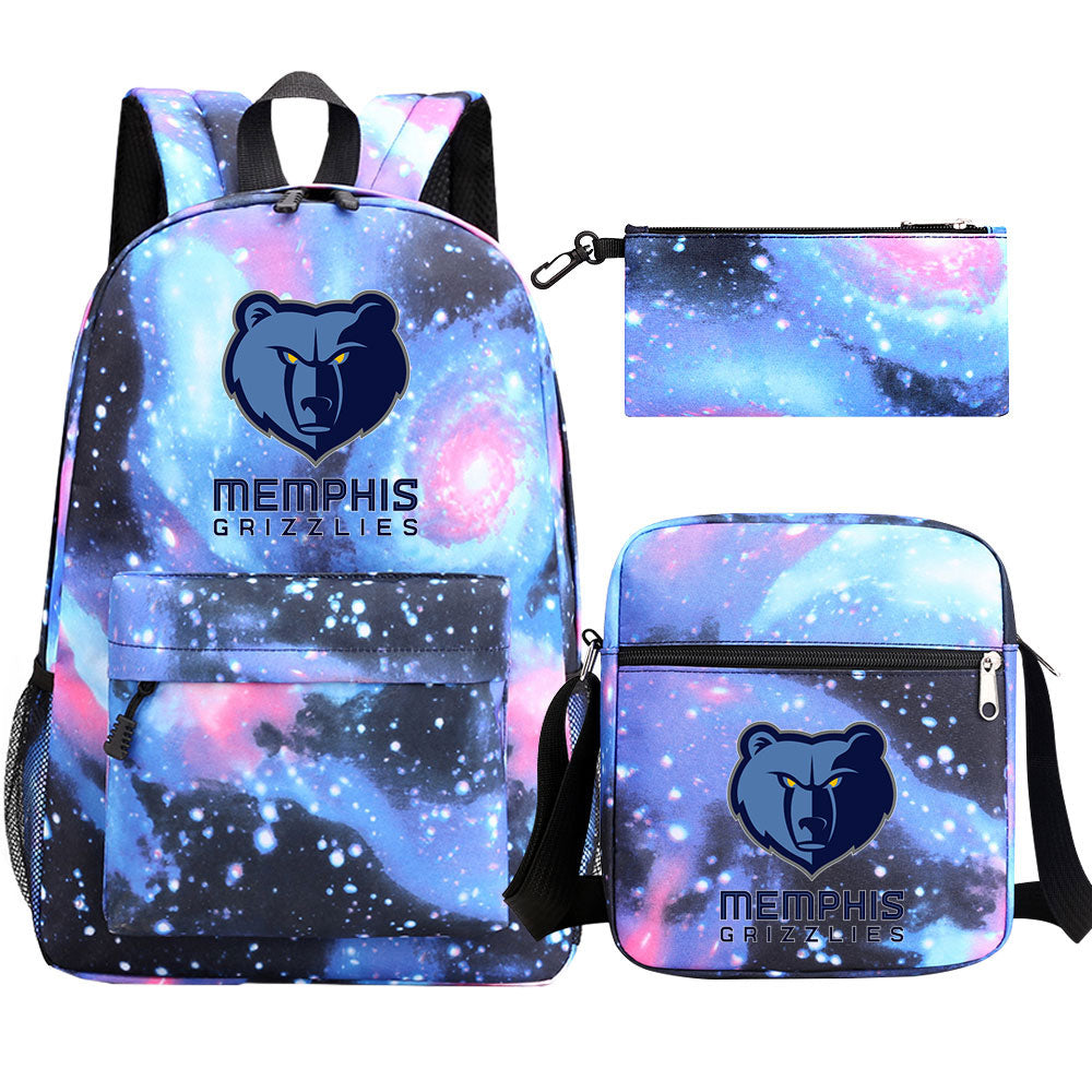 Memphis Grizzlies Schoolbag Backpack Shoulder Bag Pencil Bag 3pcs set for Kids Students