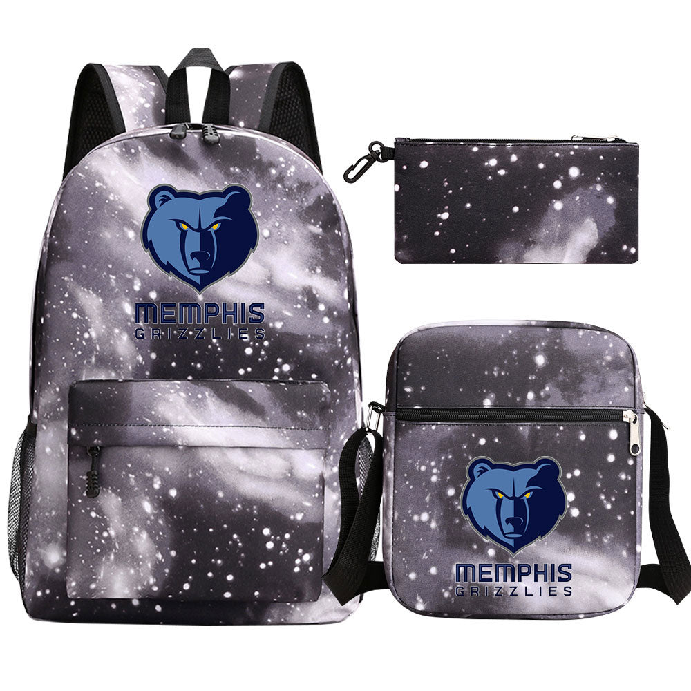 Memphis Grizzlies Schoolbag Backpack Shoulder Bag Pencil Bag 3pcs set for Kids Students