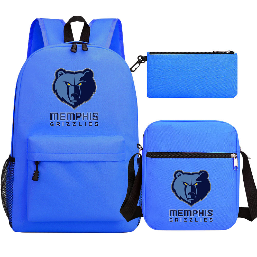 Memphis Grizzlies Schoolbag Backpack Shoulder Bag Pencil Bag 3pcs set for Kids Students