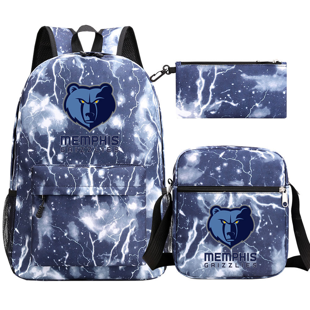Memphis Grizzlies Schoolbag Backpack Shoulder Bag Pencil Bag 3pcs set for Kids Students