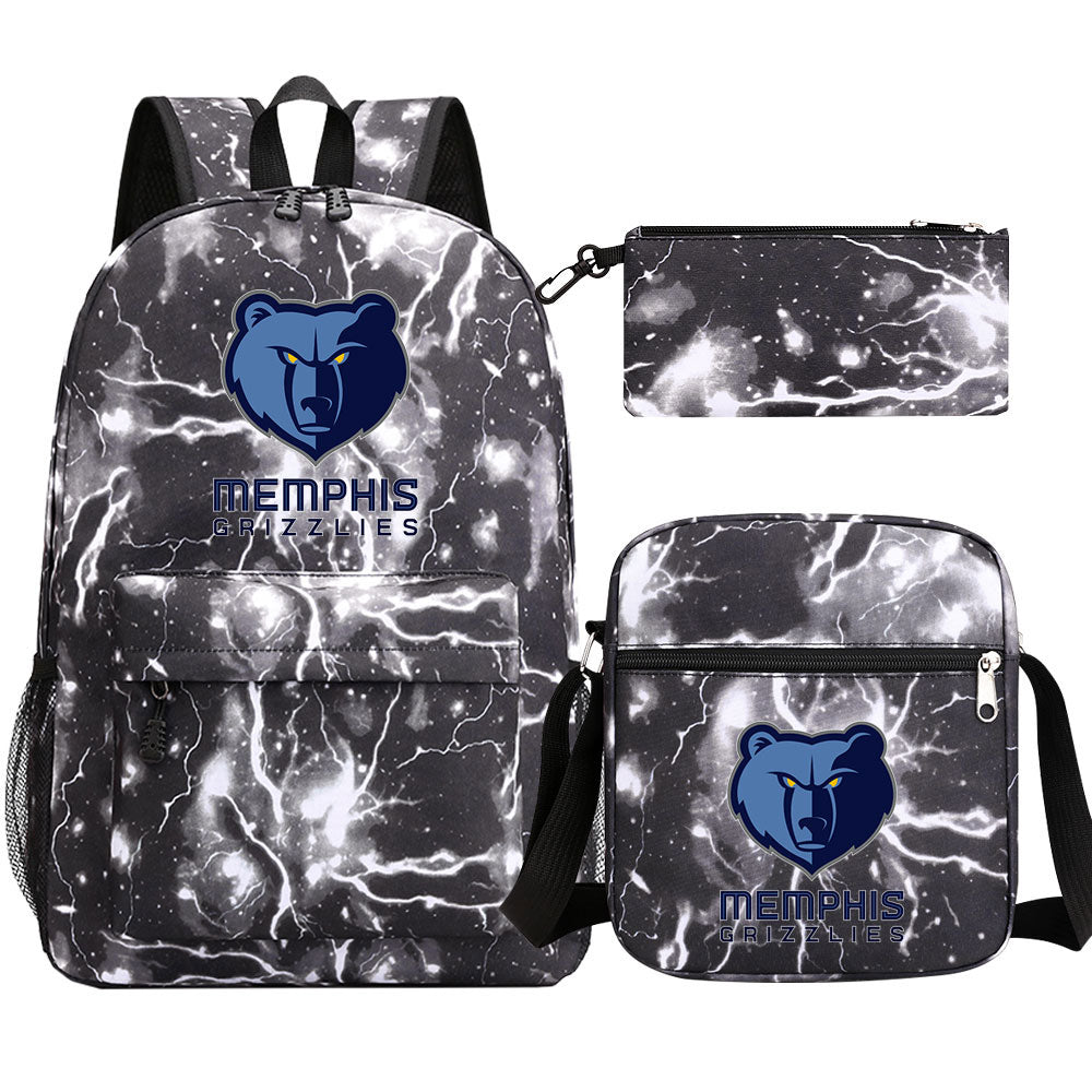 Memphis Grizzlies Schoolbag Backpack Shoulder Bag Pencil Bag 3pcs set for Kids Students