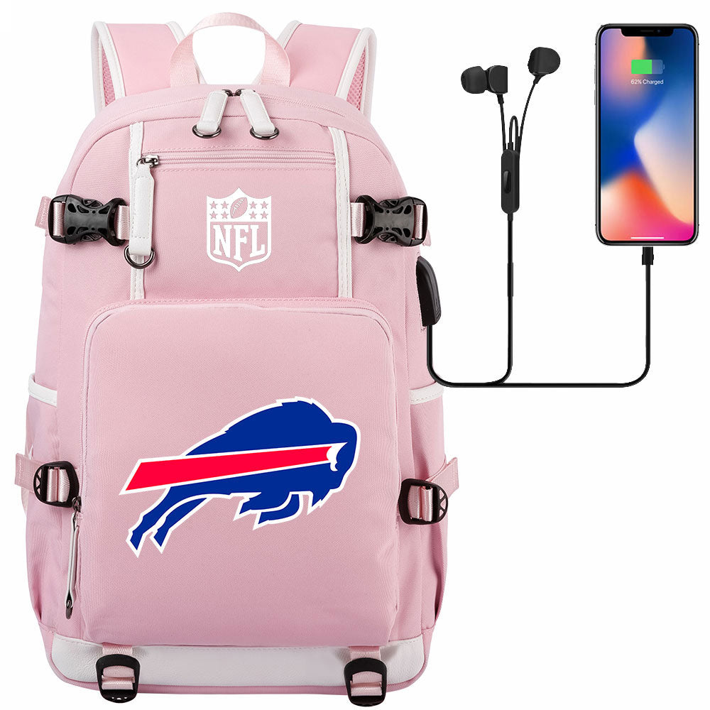 Buffalo Bills  Football Team USB Charging Backpack School Notebook Travel Bags