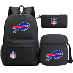 Buffalo Bills Football Team Printed Schoolbag Backpack Shoulder Bag Pencil Bag 3pcs set for Kids Students