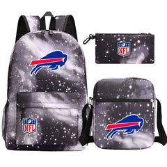 Buffalo Bills Football Team Printed Schoolbag Backpack Shoulder Bag Pencil Bag 3pcs set for Kids Students