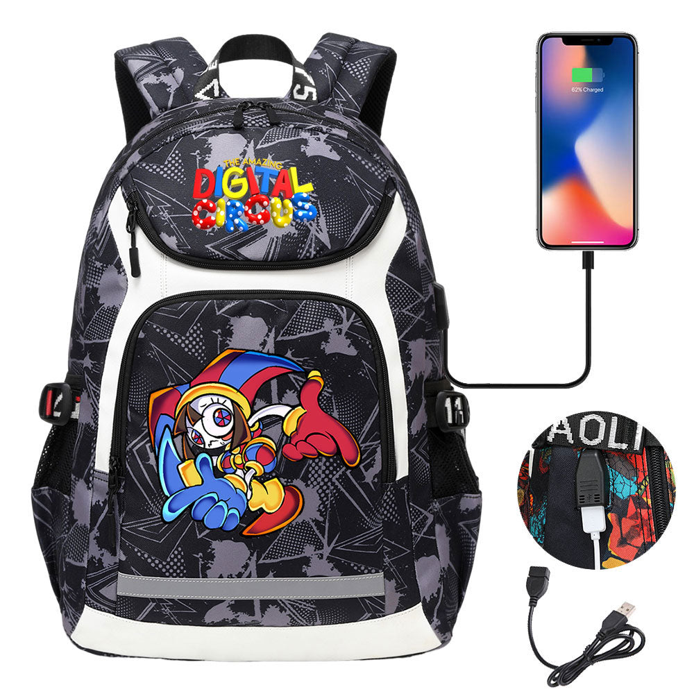 The Amazing Digital Circus USB Charging Backpack School Notebook Travel Bags