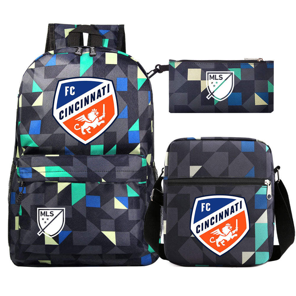 Chicago Fire Soccer 3D Printed Schoolbag Backpack Shoulder Bag Pencil Bag 3pcs set for Kids Students