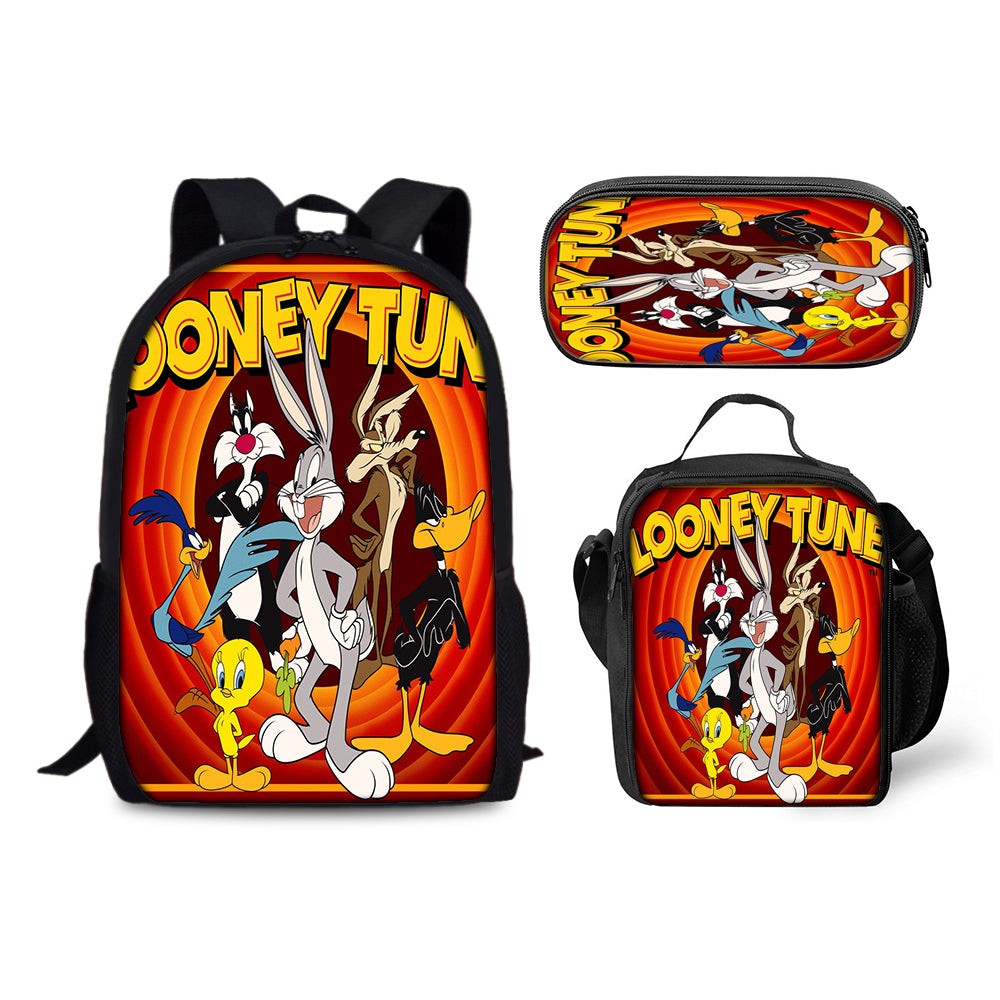 Looney Tunes Backpack Schoolbag Lunch Bag Pencil Bag for Kids Students 3PCS