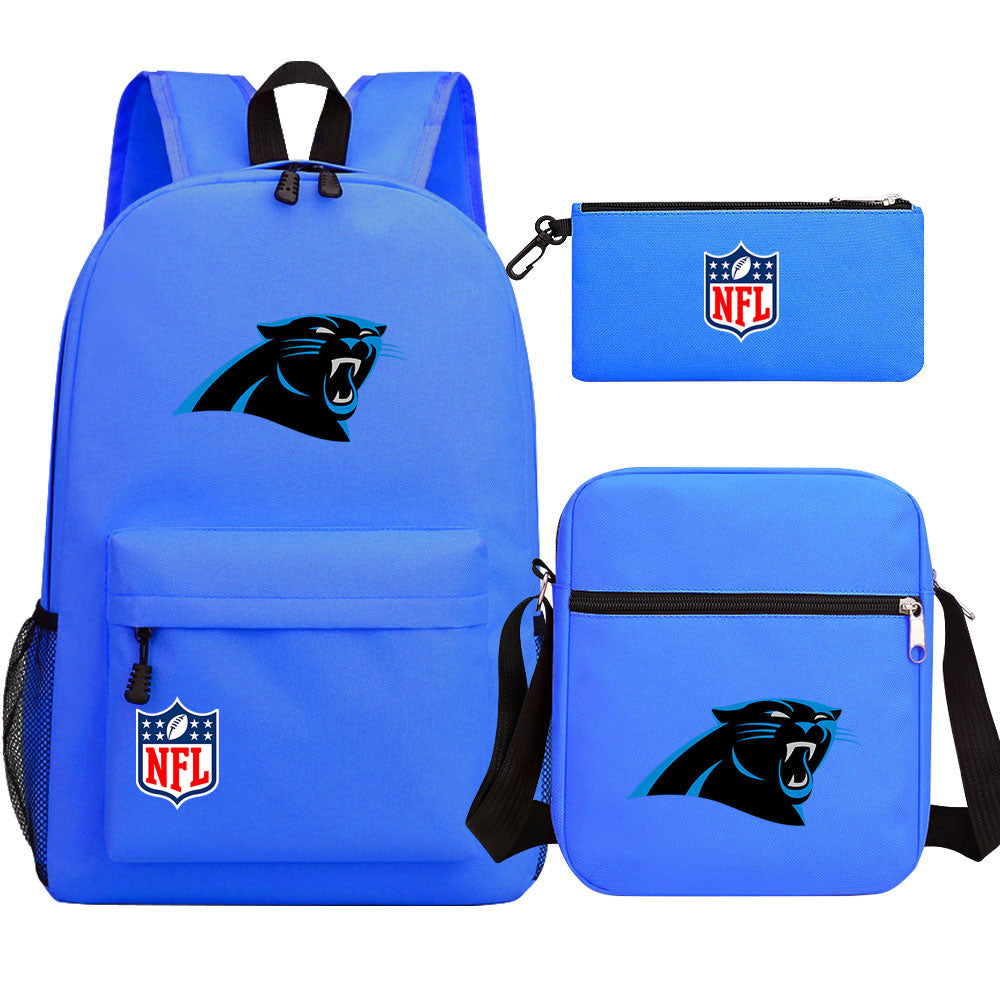 Carolina Panthers Football Team Printed Schoolbag Backpack Shoulder Bag Pencil Bag 3pcs set for Kids Students