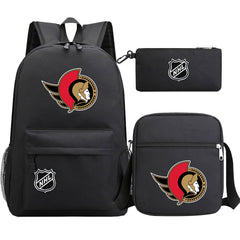 Ottawa Senators Hockey League Printed Schoolbag Backpack Shoulder Bag Pencil Bag 3pcs set for Kids Students