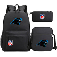 Carolina Panthers Football Team Printed Schoolbag Backpack Shoulder Bag Pencil Bag 3pcs set for Kids Students