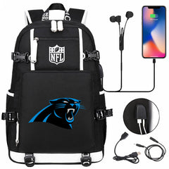 Carolina Panthers Football Team USB Charging Backpack School Notebook Travel Bags