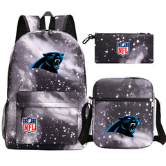 Carolina Panthers Football Team Printed Schoolbag Backpack Shoulder Bag Pencil Bag 3pcs set for Kids Students