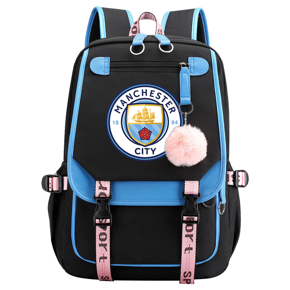 Manchester City Football Club Waterproof Backpack School Notebook Travel Bags USB Charging