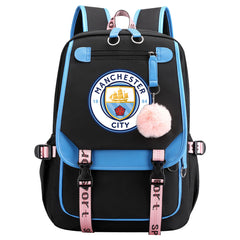 Manchester City Football Club Waterproof Backpack School Notebook Travel Bags USB Charging