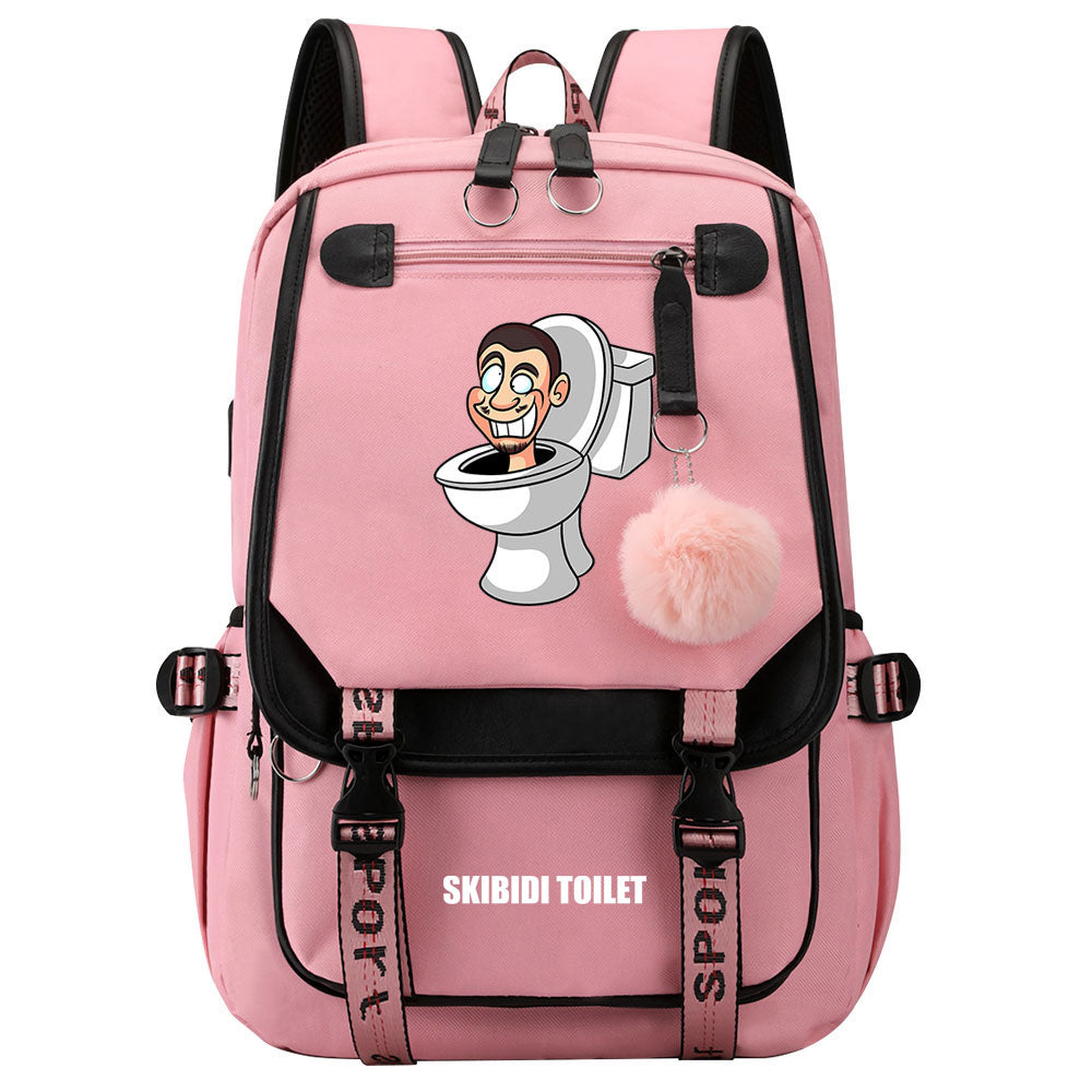 Skibidi Toilet Waterproof Backpack School Notebook Travel Bags USB Charging