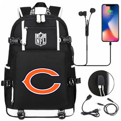 Chicago Bears Football Team USB Charging Backpack School Notebook Travel Bags