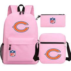 Chicago Bears Football Team Printed Schoolbag Backpack Shoulder Bag Pencil Bag 3pcs set for Kids Students