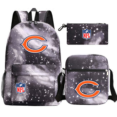 Chicago Bears Football Team Printed Schoolbag Backpack Shoulder Bag Pencil Bag 3pcs set for Kids Students