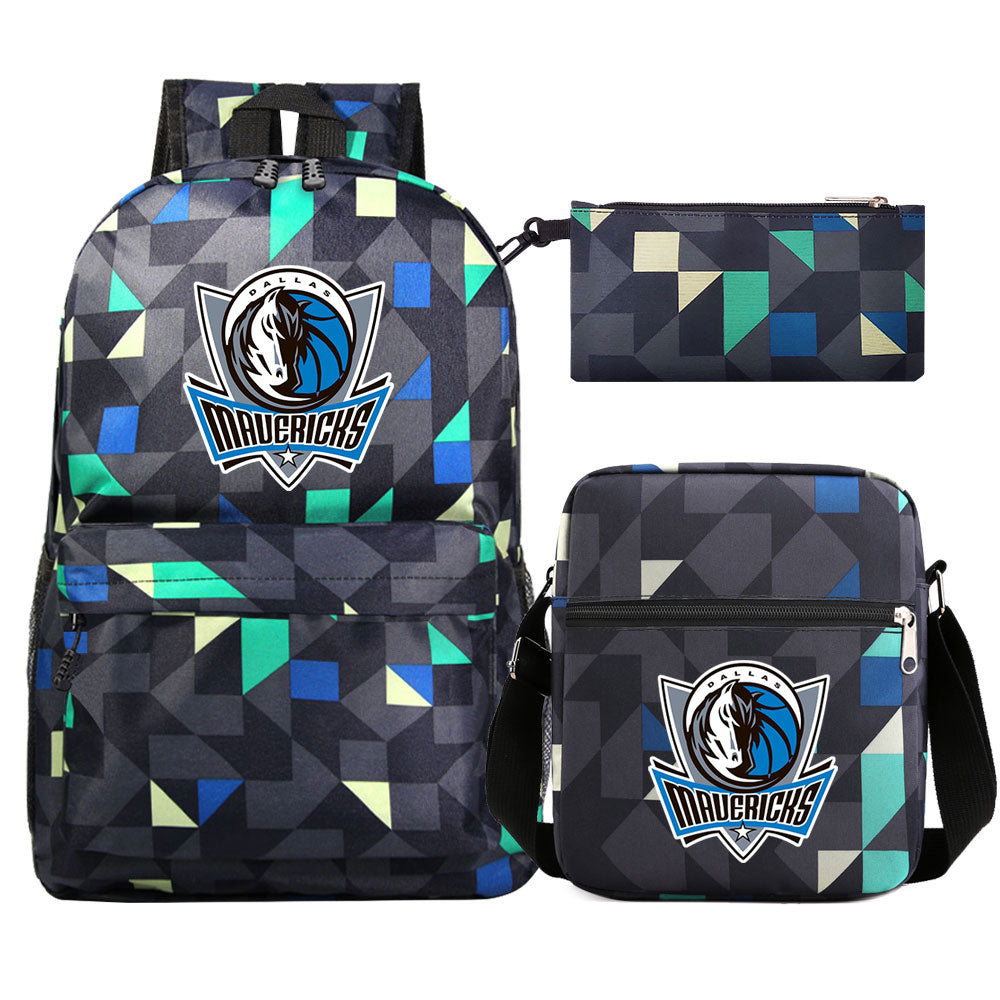 Dallas Mavericks Schoolbag Backpack Shoulder Bag Pencil Bag 3pcs set for Kids Students
