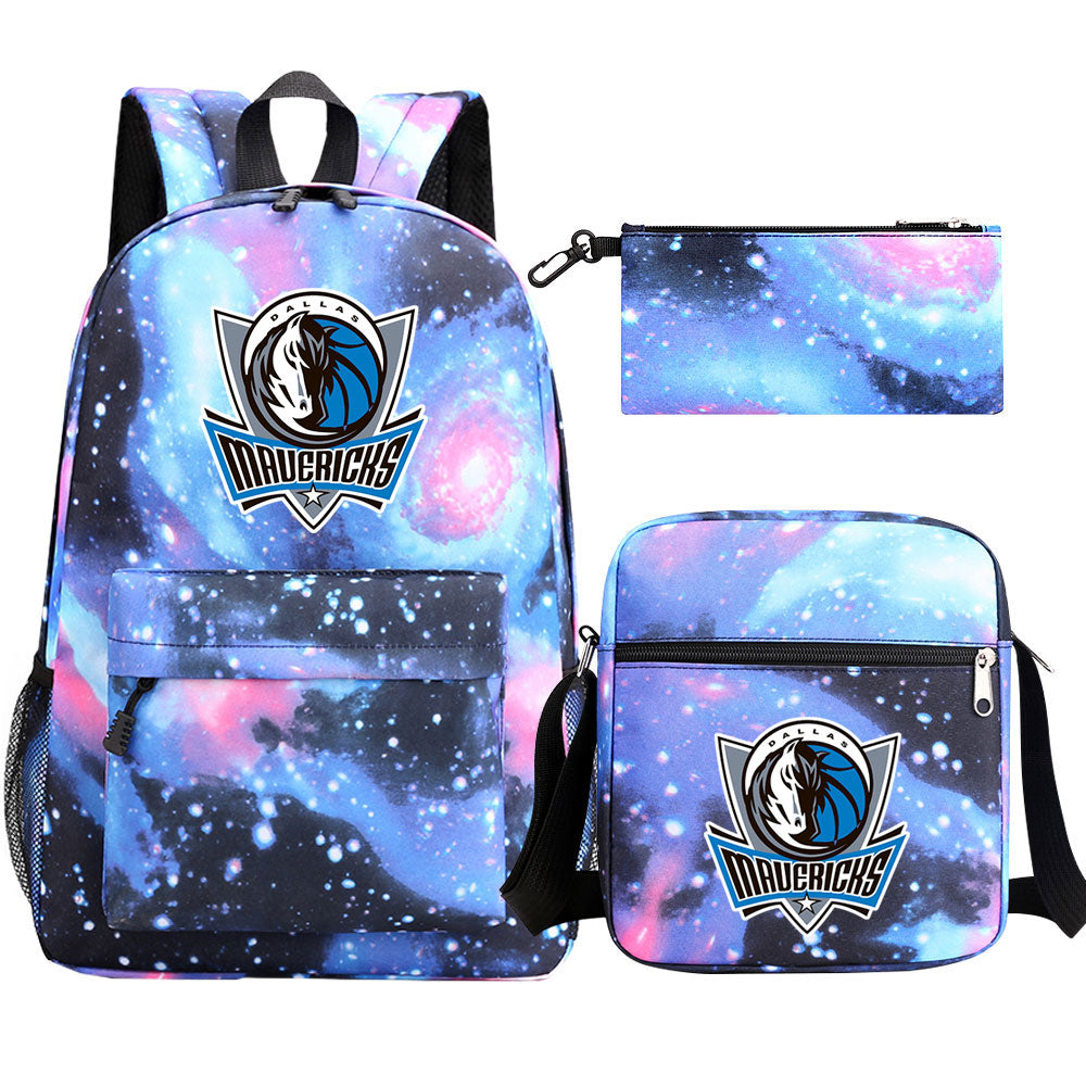 Dallas Mavericks Schoolbag Backpack Shoulder Bag Pencil Bag 3pcs set for Kids Students
